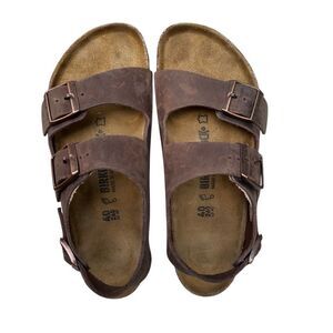 Birkenstock Milano Leather Sandals Brown Size 40